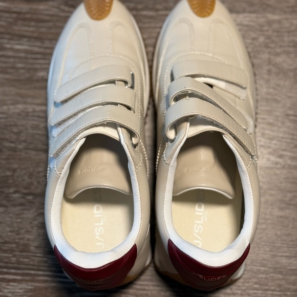 J Slides‎ NYC Lyla Sneakers Beige Leather Hook and Loop Gum Sole NEW NWOB - Picture 5 of 12